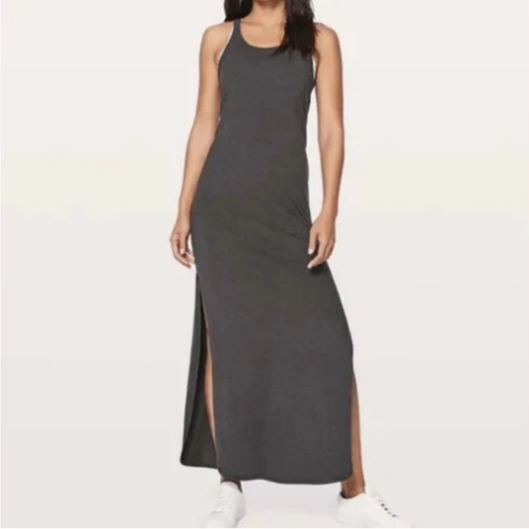 Lululemon Refresh II Heathered Dark Grey Maxi Dress - Picture 1 of 12
